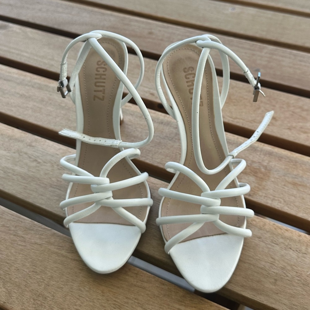 Schutz White Strappy Women's Sandals